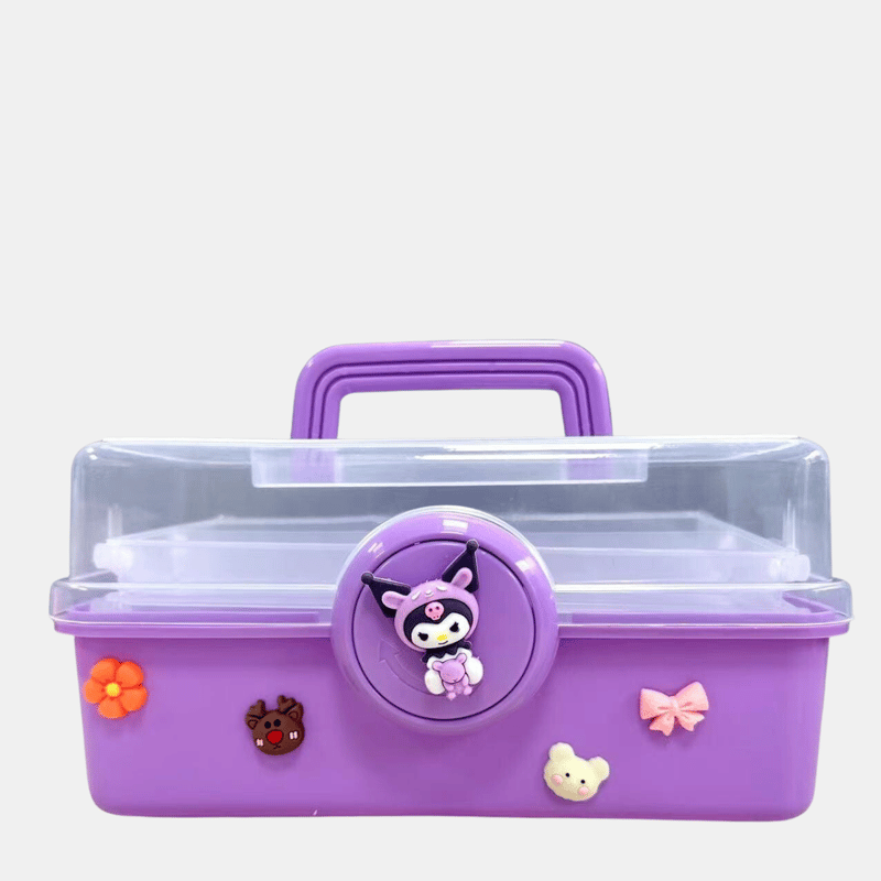 Vigor Sewing Box 13" Art Supply Bin 3-layers Craft Storage Organizer, Children Hair Accessories Storage Gi In Purple