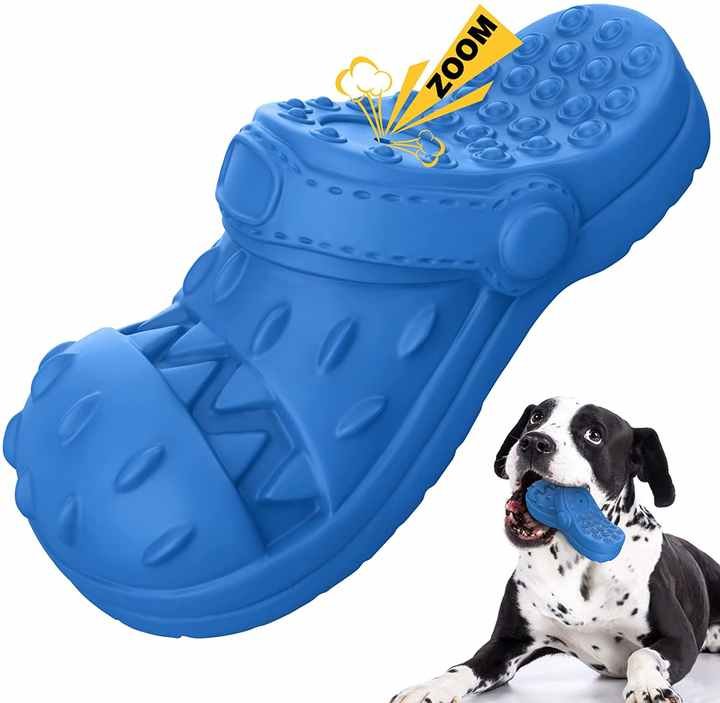 Vigor Slipper Shape Dog Toys For Chewing Teeth Cleaner Interactive Sounding Dog Toy For Aggressive Chewers In Blue