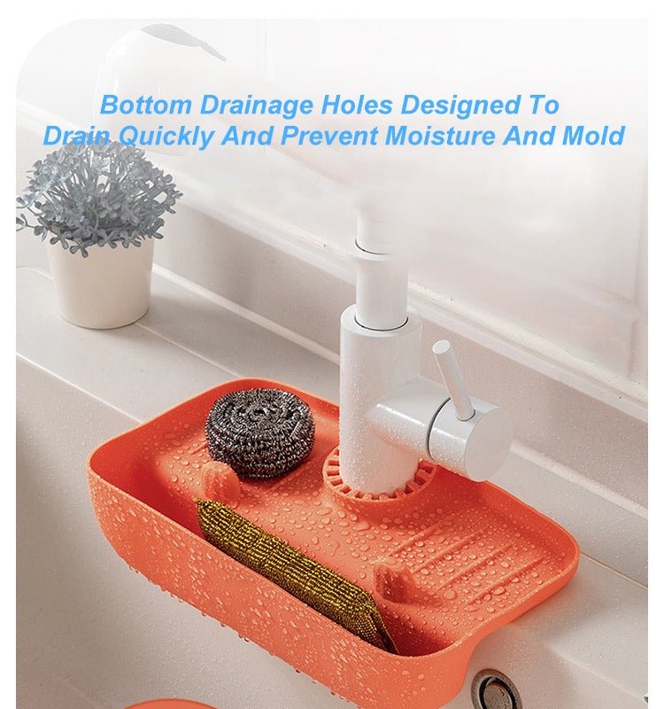 Vigor Splash Faucet Drain Gaurd Rack Super Absorbent Fast Drying Mat Sink Gadget Drip Catcher For Kitchen  In Orange