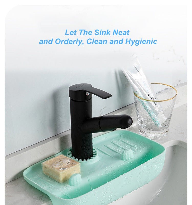 Vigor Splash Faucet Drain Gaurd Rack Super Absorbent Fast Drying Mat Sink Gadget Drip Catcher For Kitchen  In Green