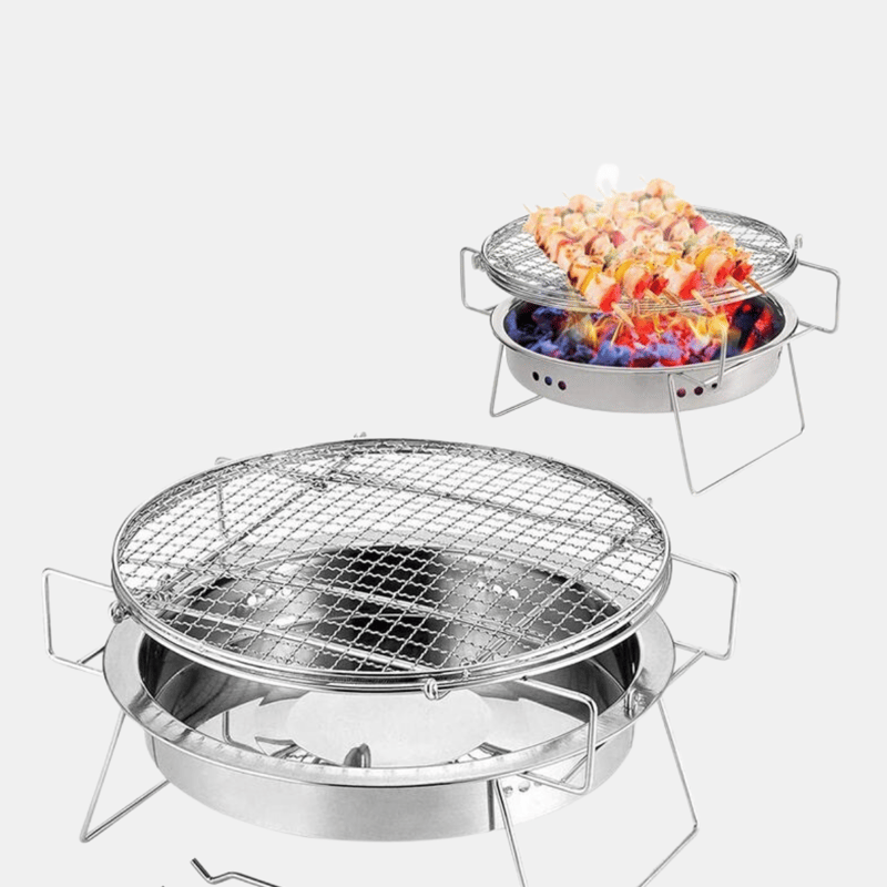 Vigor Stainless Steel Portable Round Mini Charcoal Barbeque Grills Outdoor Camping Wood Stove Bbq Grill Ra