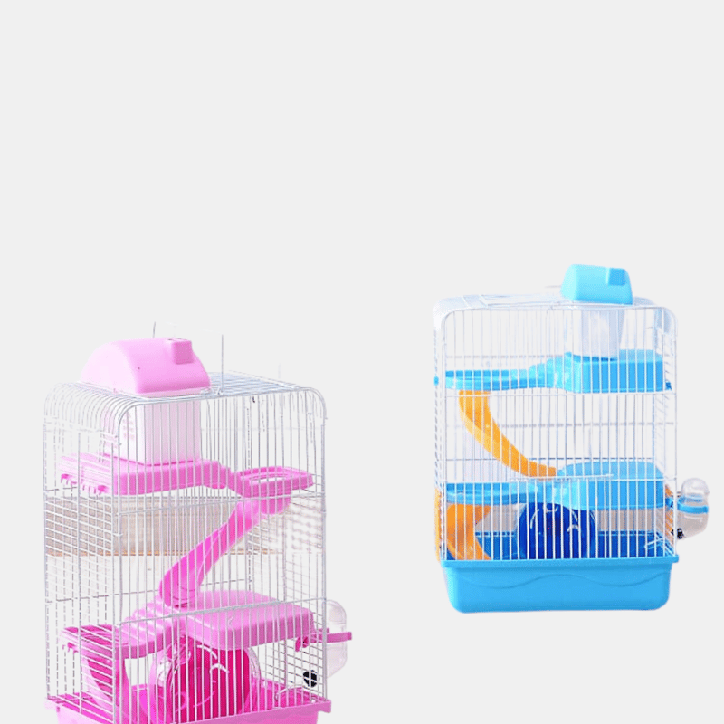 Vigor Three Storey Luxury Villa Cage Custom Fold, Hamster Cage Cage Guinea Pig Pet Cage Small Animals Kitc In Pink