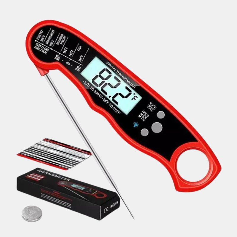 Vigor Ultra Fast Meat Thermometer For Cook Out Grill In Red