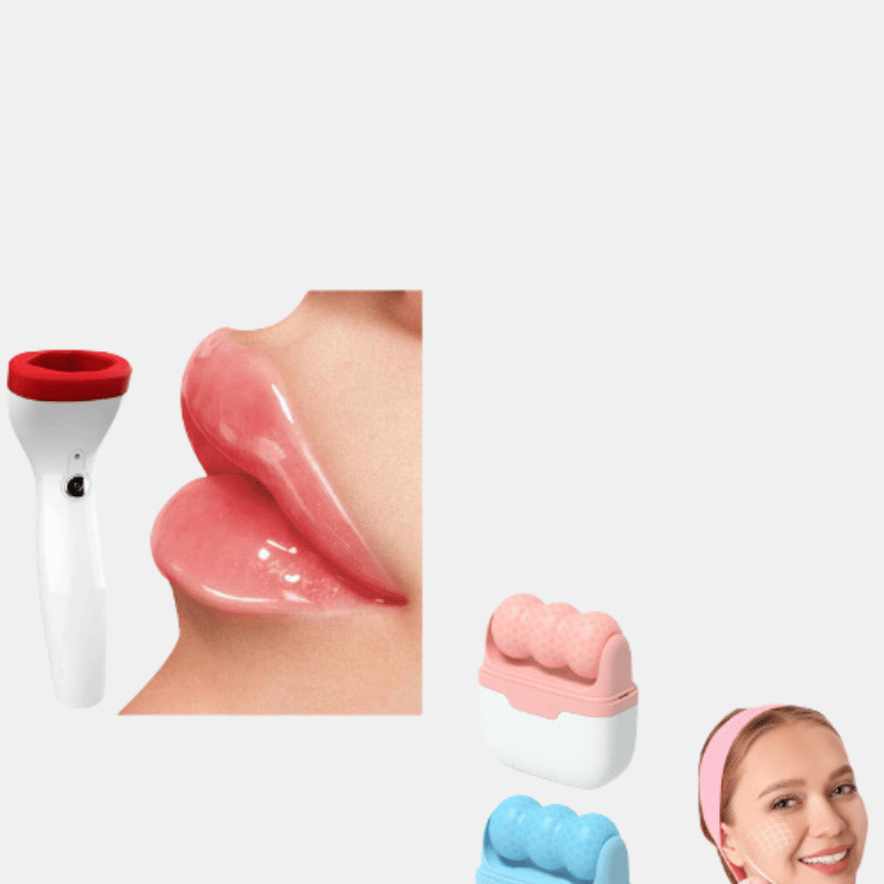 Vigor Upscale Lip Plumper & Ice Roller For Face Combo Pack In White