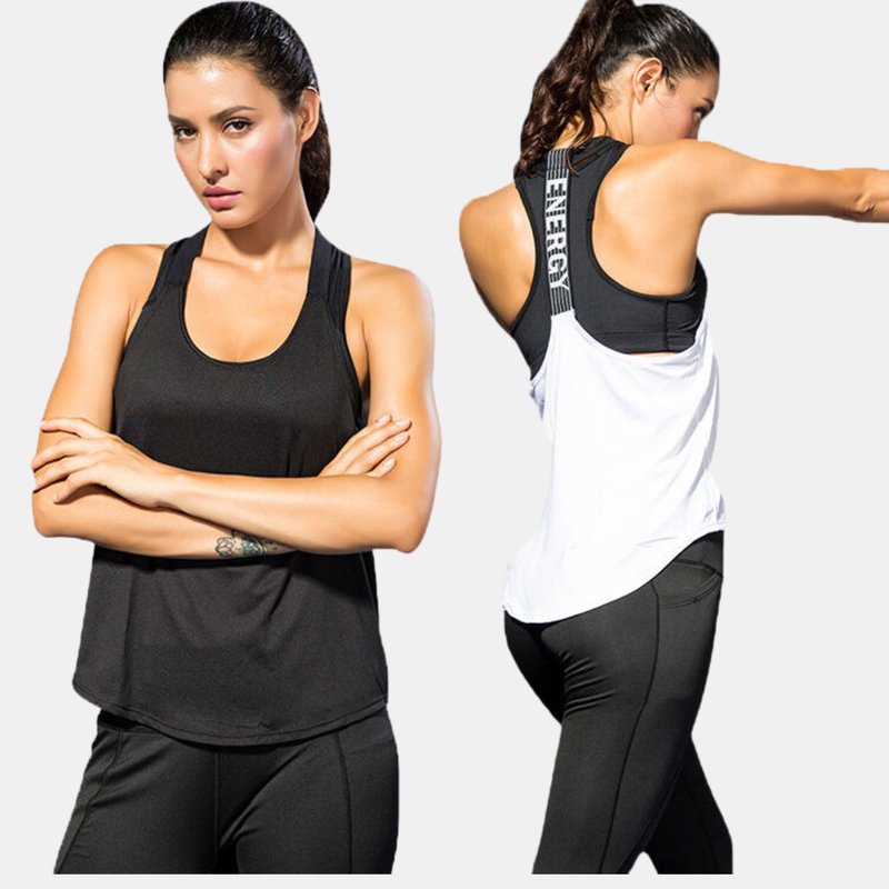 Vigor Women Plus Size Yoga Top Gym Sports Girls Vest Sleeveless Sport Workout Shirts Tank Tops In Black