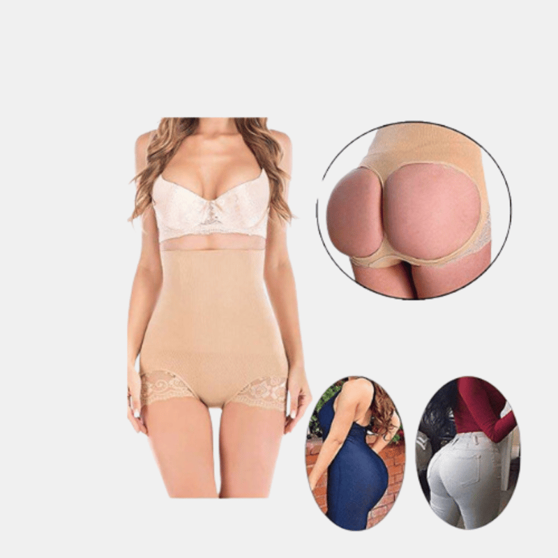 Vigor Women T-back Butt Lifter Enhancer & Women Shapewear Open Lift Up Panties Combo Pack In Yellow