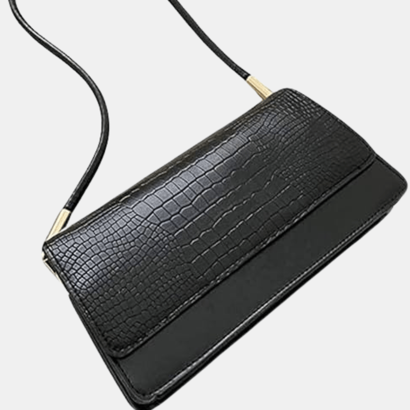 Vigor Women Trendy Leather Handbags Purses Snakeskin Pattern Lightweight Clutch Underarm Bag And Clutch Sh In Black