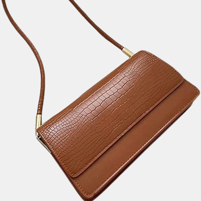 Vigor Women Trendy Leather Handbags Purses Snakeskin Pattern Lightweight Clutch Underarm Bag And Clutch Sh In Brown