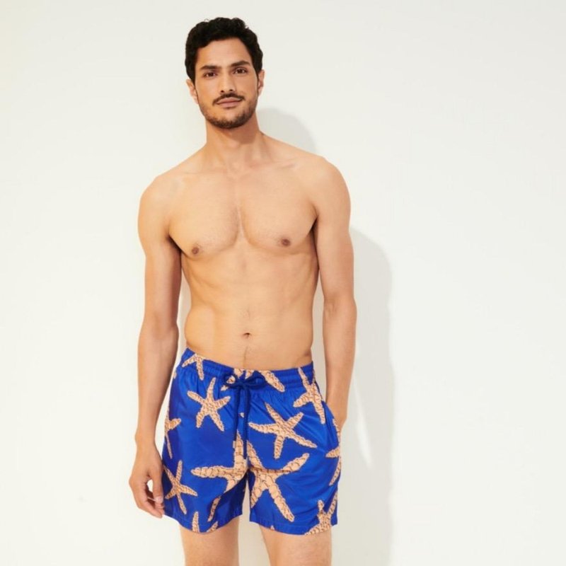 Shop Vilebrequin Mahina Sand Starfish Shorts In Blue