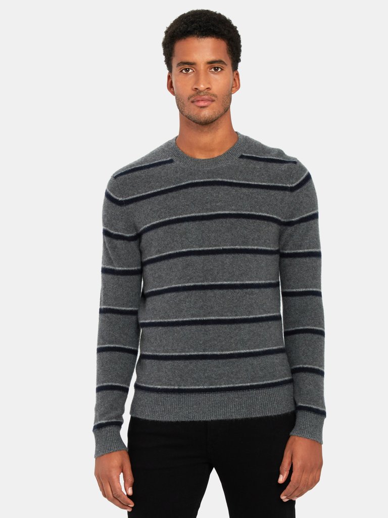Vince Boiled Cashmere Stripe Crewneck Sweater | Verishop