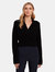 Boiled Cashmere Wrap Front Pullover - Black