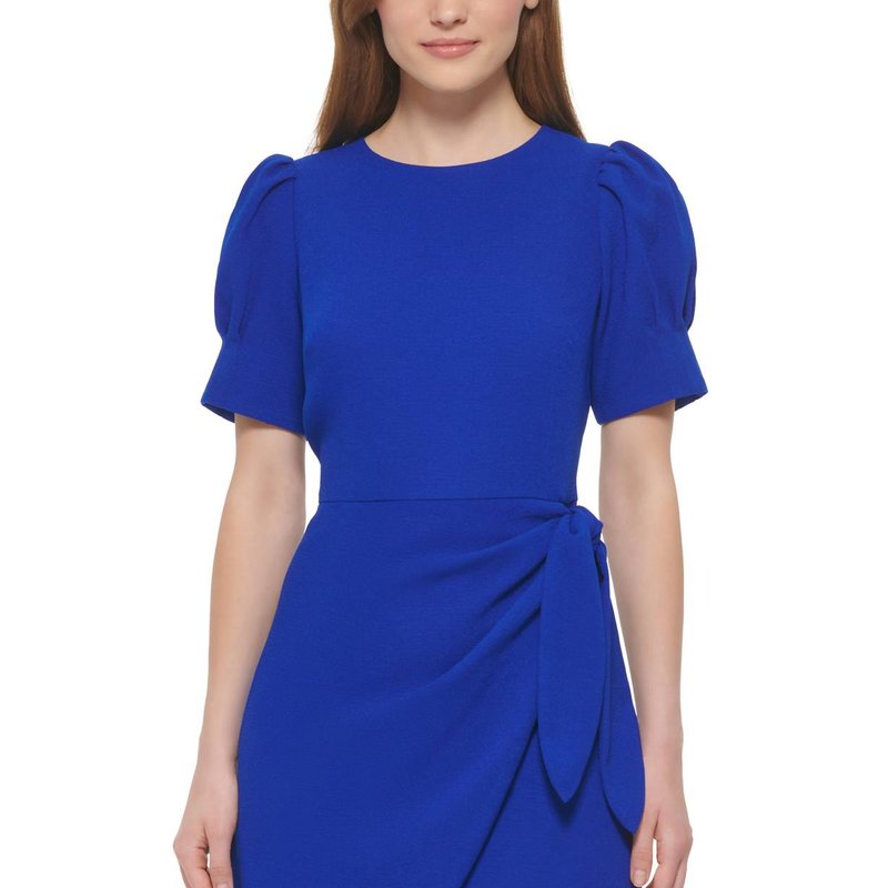 Shop Vince Camuto Crepe Novelty Sleeve Wrap Tie Dress In Blue