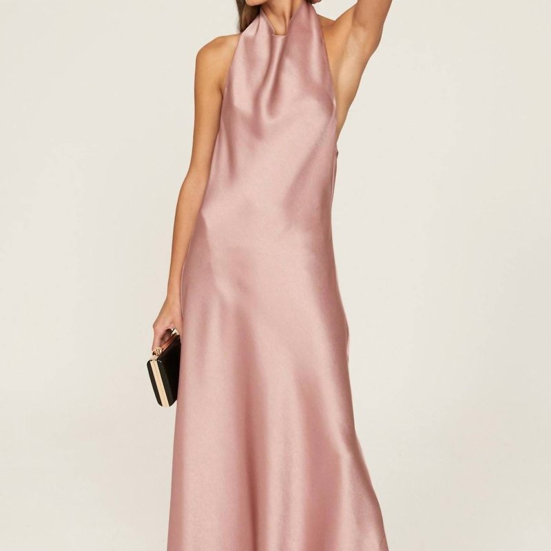 Shop Vince Halter Cowl Neckline Charmeuse Maxi Dress In Pink