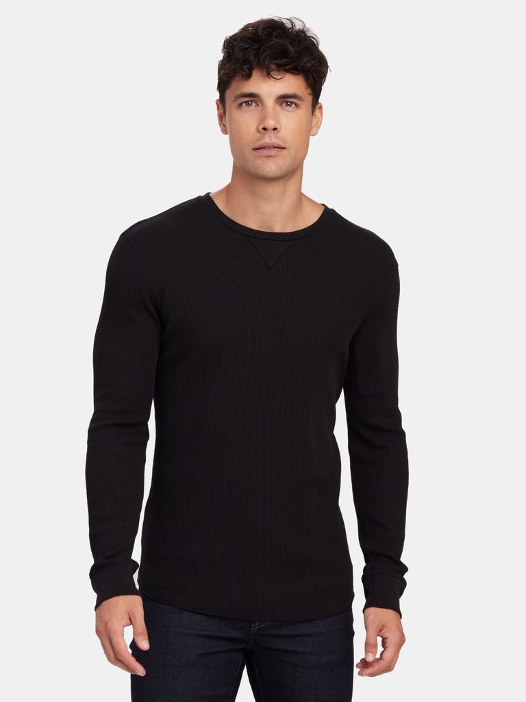 Long Sleeve Crewneck Thermal Shirt - Black