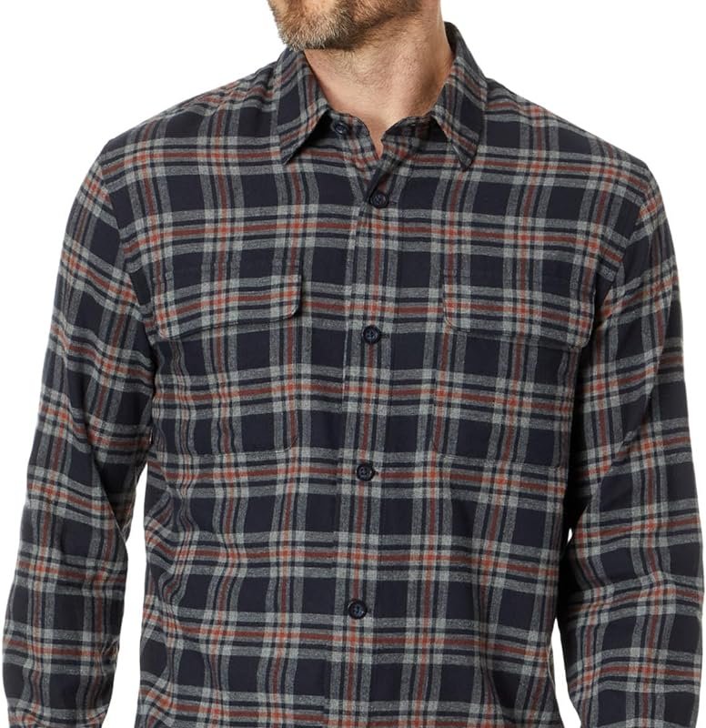 Shop Vince Men Kingston Plaid Long Sleeve Coastal/brickman Red Flannel Button Down Shirt