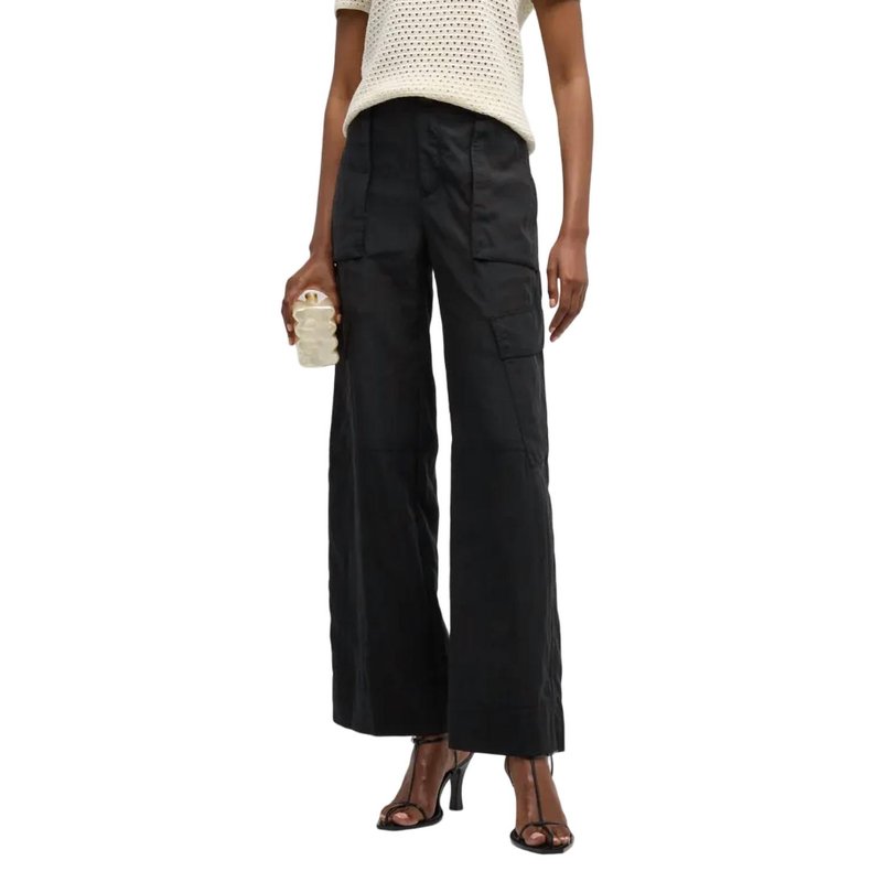 Vince Mid-rise Fluid Cargo Trouser In Black In Brown