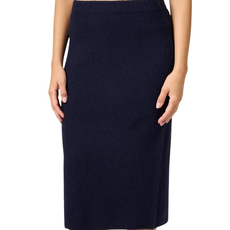 Shop Vince Navy Wool Skirt In Blue