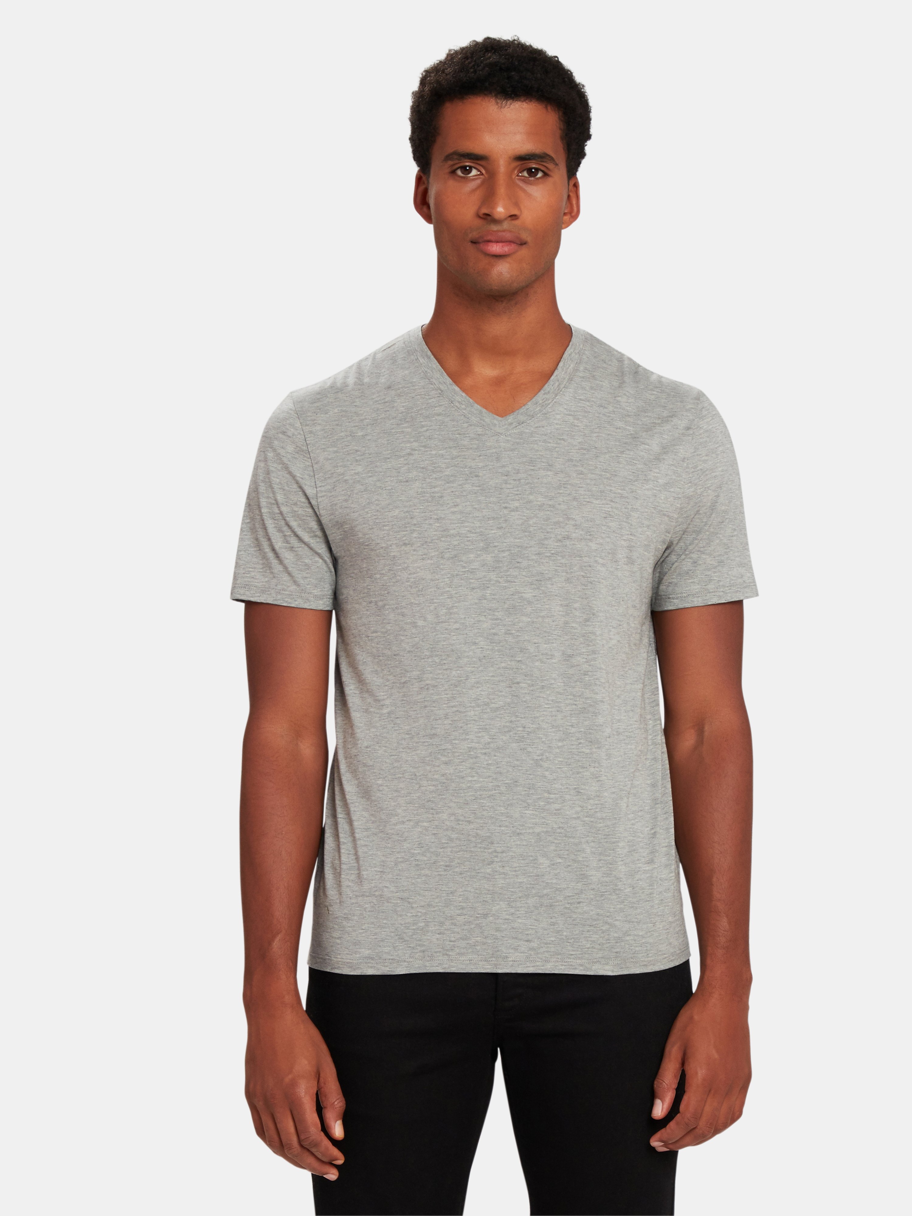 Vince Pima Cotton V-neck T-shirt In Heather Steel