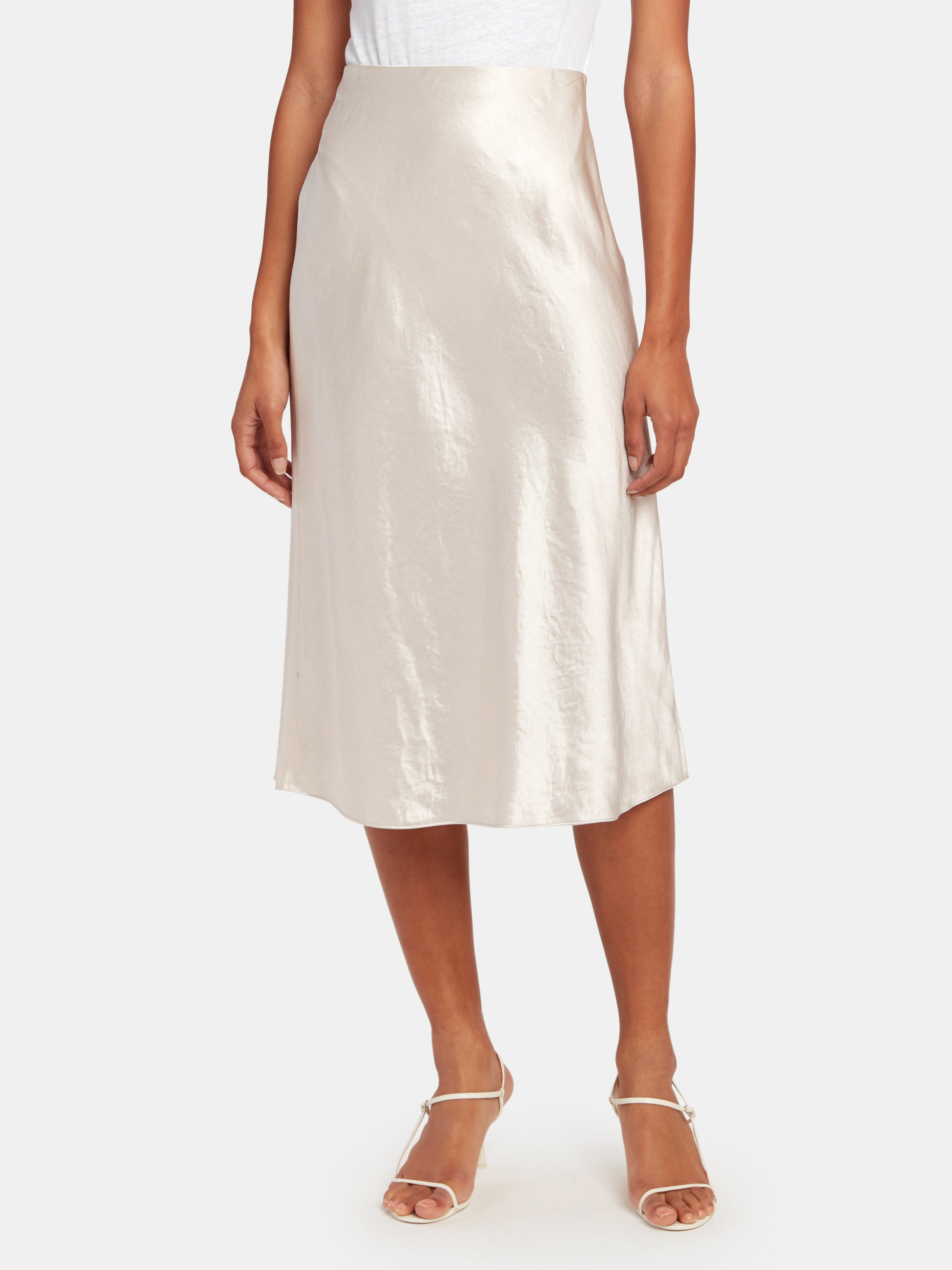 vince satin slip midi skirt