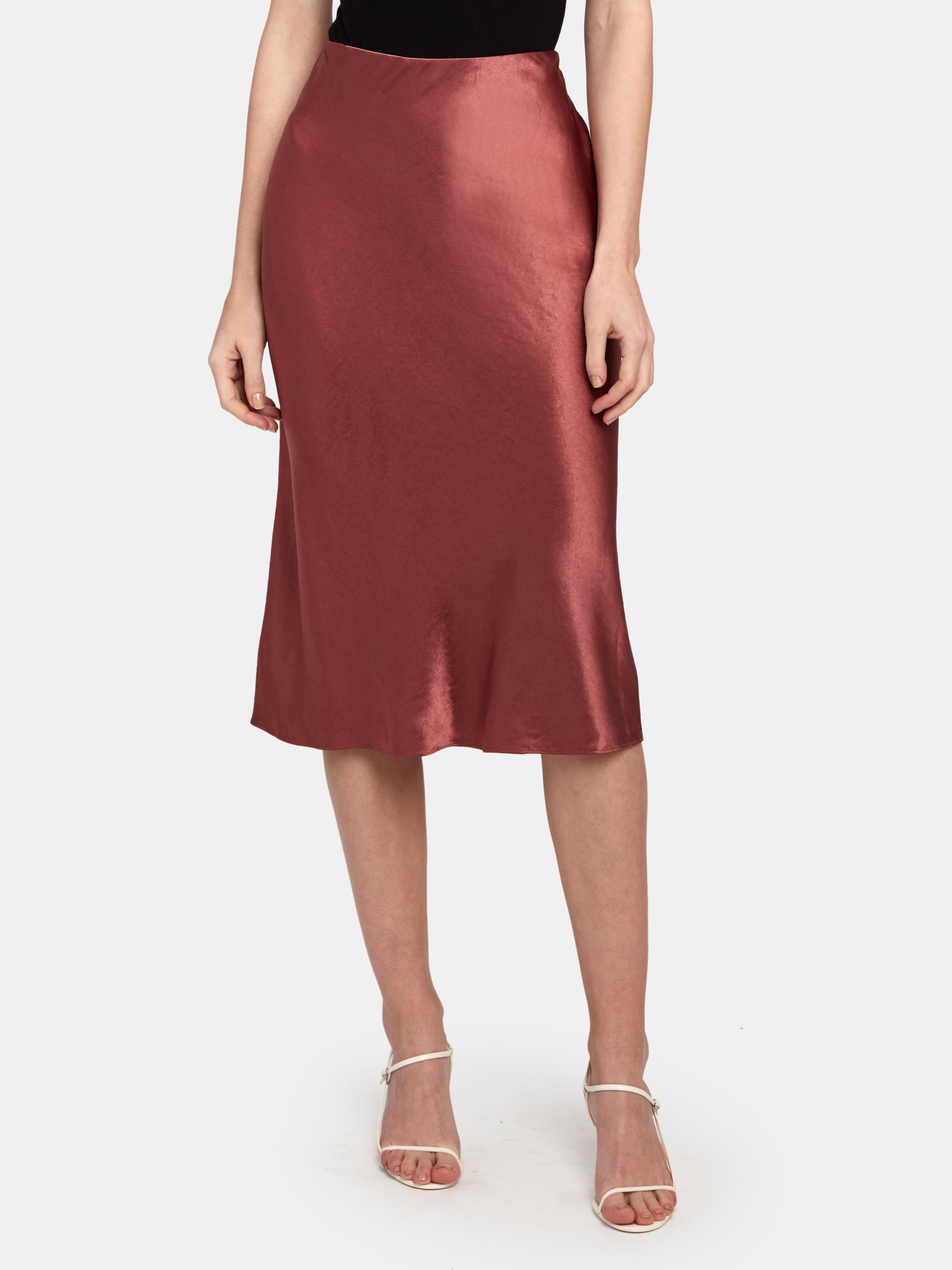JIAZIV Womens A-Line Skirt High Waist Faux Leather Midi PU Skirt