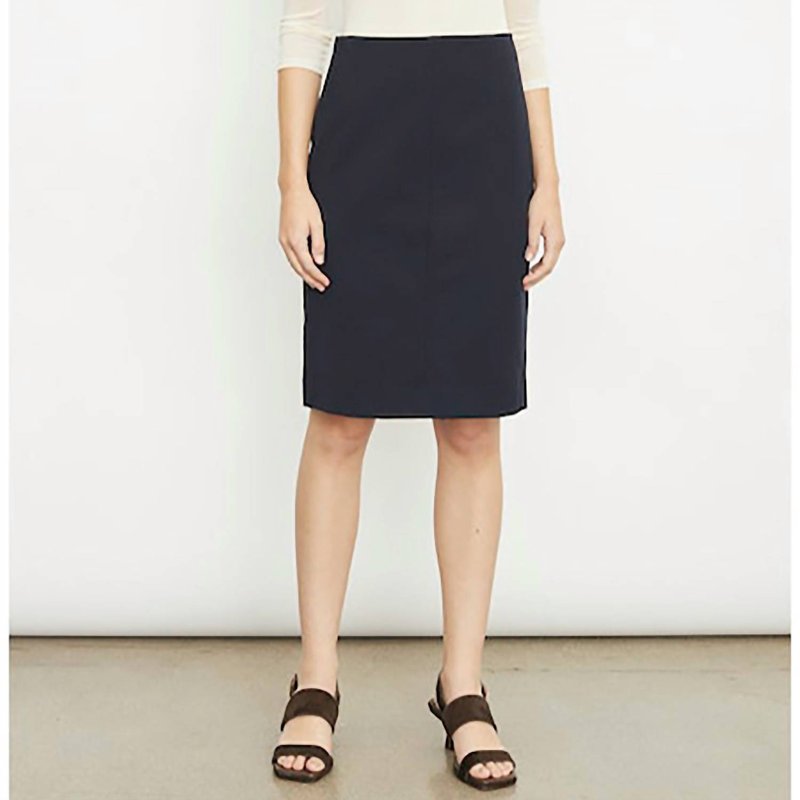 Vince Seamed Front Pencil Skirt In Coastal Blue