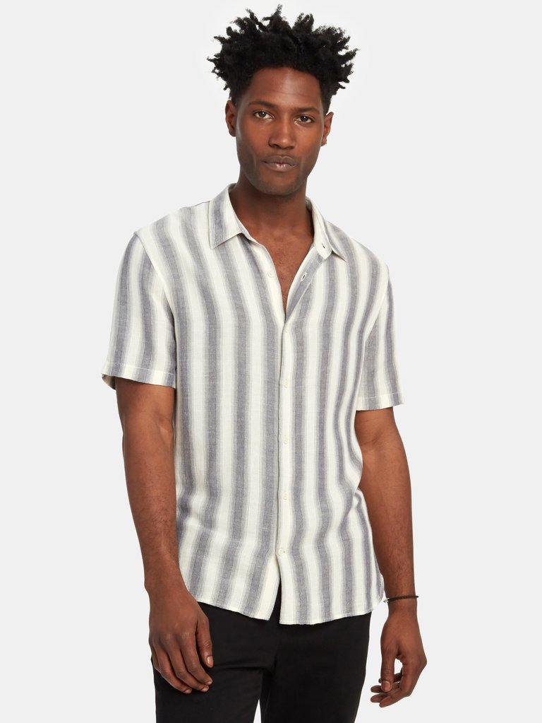 Shadow Stripe Short Sleeve Shirt - Sail/Coastal