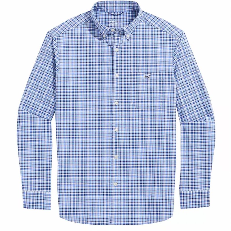 Vineyard Vines Men's Plaid On-the-go Nylon Shirt In Blue
