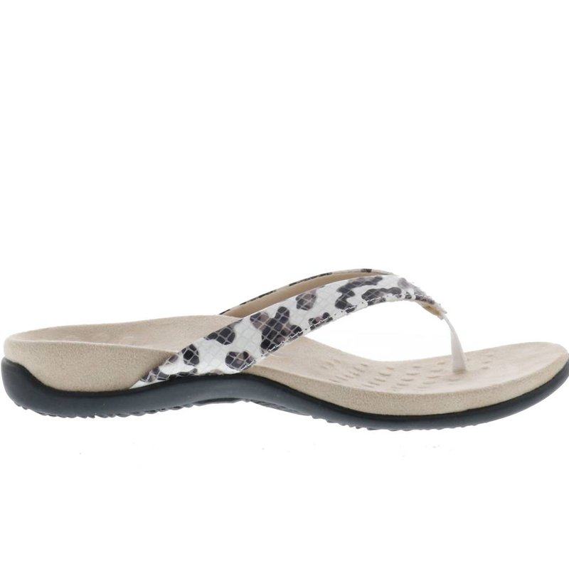 Shop Vionic Women's Dillon Thong Sandal In White/leopard/snake Skin