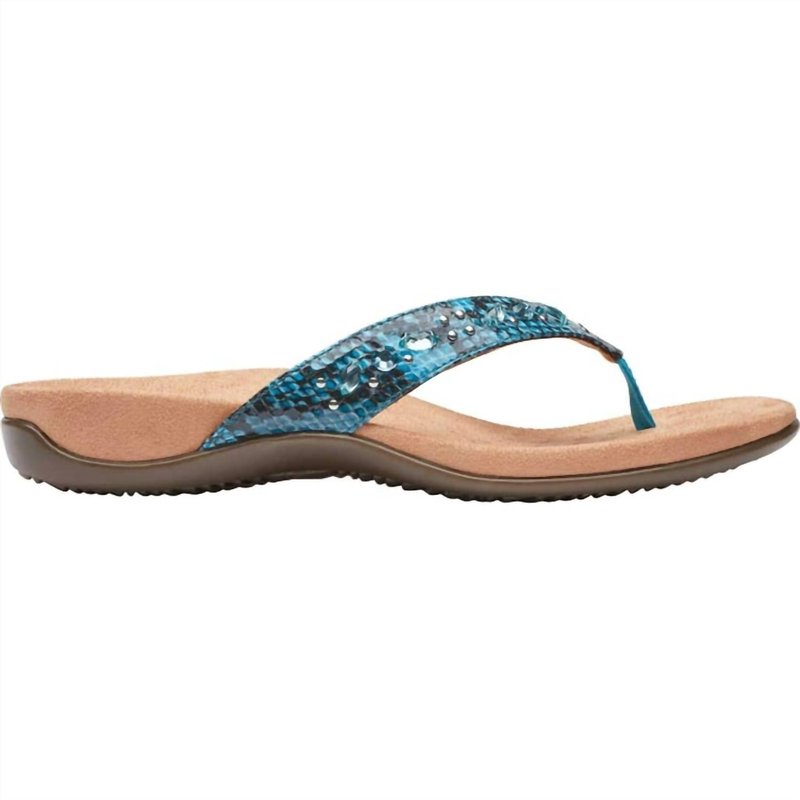 Shop Vionic Women's Lucia Snake Thong Sandal In Aqua In Blue