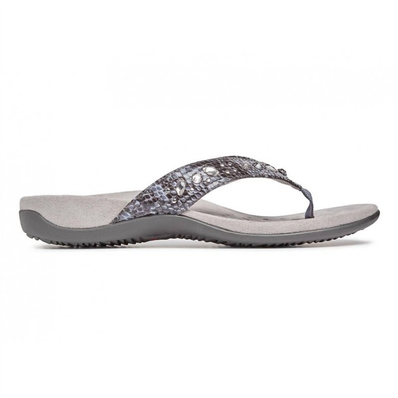 Shop Vionic Women's Lucia Snake Thong Sandal In Grey
