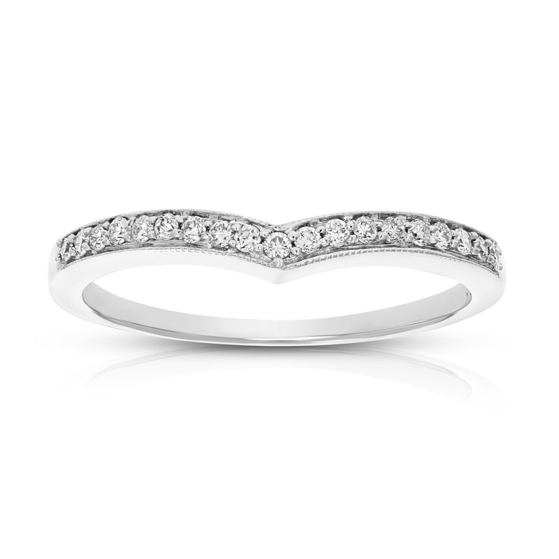 Vir Jewels 0.18 Cttw Diamond Wedding Band For Women, V Shape Round Diamond Wedding Band In 14k White Gold With
