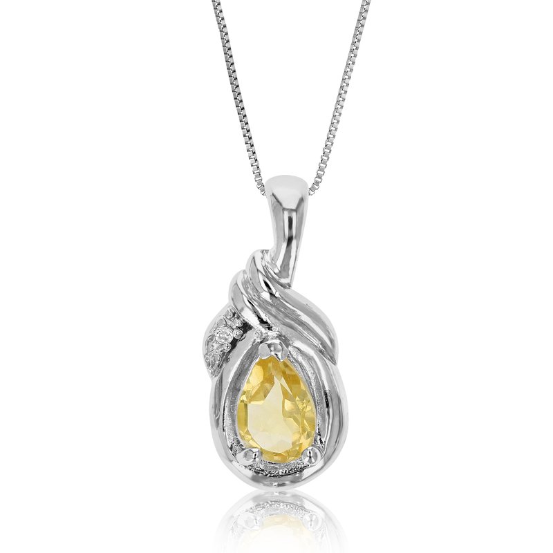 Shop Vir Jewels 0.45 Cttw Pendant Necklace, Citrine Pear Shape Pendant Necklace For Women In .925 Sterling Silver Wi In Grey