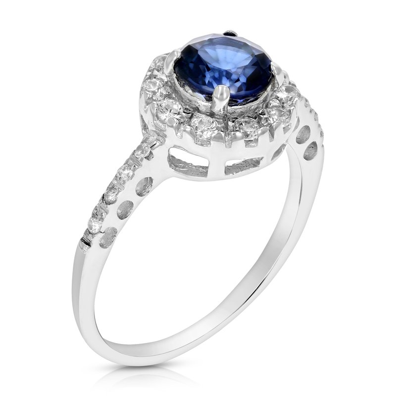 Vir Jewels 0.60 Cttw Created Blue Sapphire Ring .925 Sterling Silver Rhodium Round 6 Mm In Gray