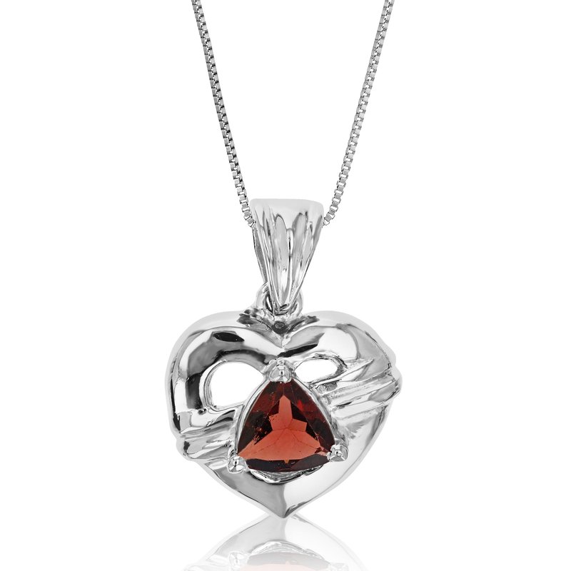 Vir Jewels 0.60 Cttw Pendant Necklace, Garnet Triangle Pendant Necklace For Women In .925 Sterling S In Gold