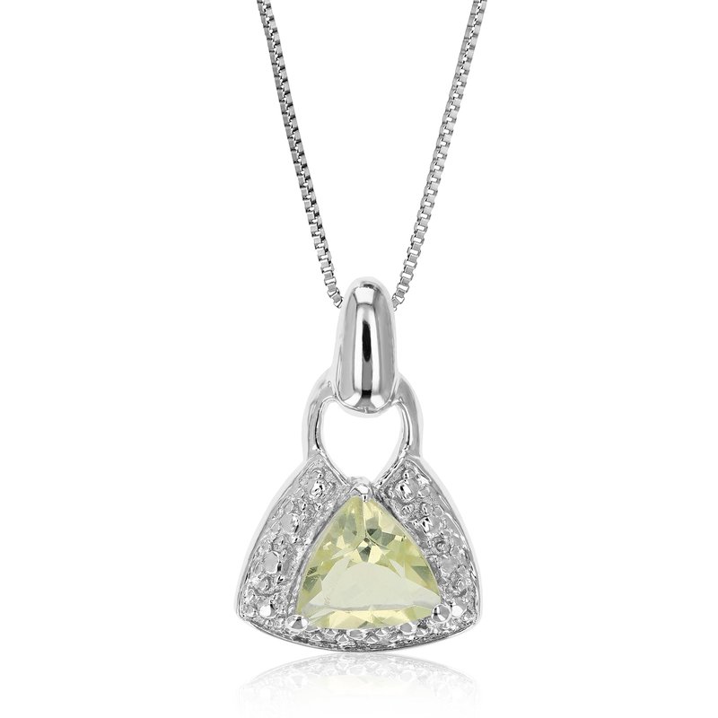 Vir Jewels 0.60 Cttw Pendant Necklace, Lemon Quartz Trillion Shape Pendant Necklace For Women In 18 Inch Chain, In Grey