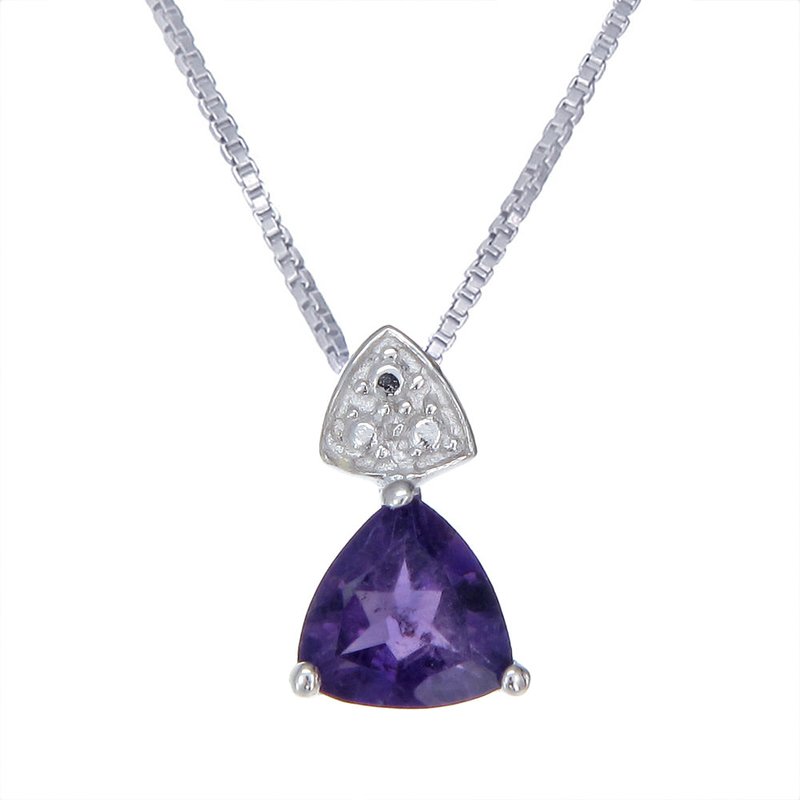 Vir Jewels 0.60 Cttw Pendant Necklace, Purple Amethyst Trillion Shape Pendant Necklace For Women In 18 Inch Cha In Grey