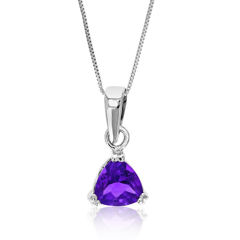 Shop Vir Jewels 0.60 Cttw Pendant Necklace, Purple Amethyst Trillion Shape Pendant Necklace For Women In  In Grey