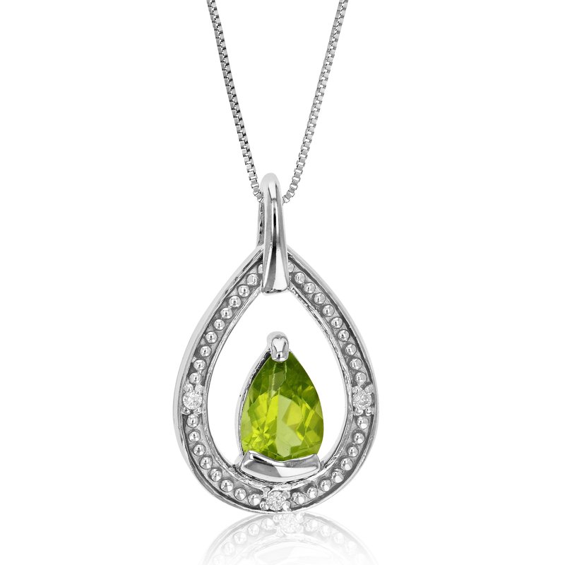 Shop Vir Jewels 0.67 Cttw Pendant Necklace, Peridot And Diamond Pear Shape Pendant Necklace For Women In  In Grey