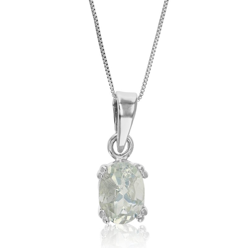 Shop Vir Jewels 0.70 Cttw Pendant Necklace, Green Amethyst Oval Pendant Necklace For Women In .925 Sterli In Grey