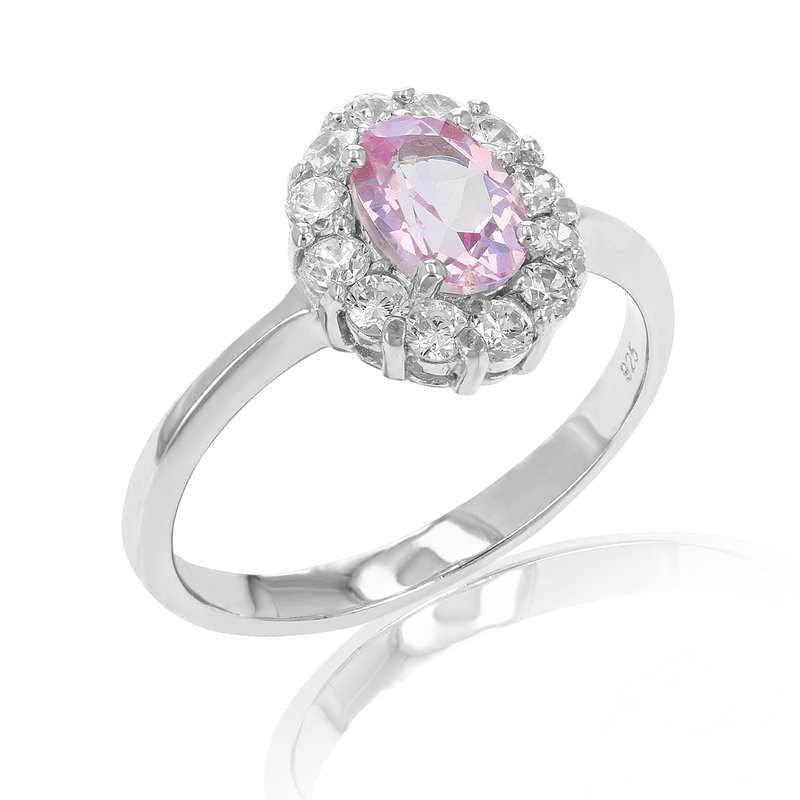 Vir Jewels 0.70 Cttw Pink Topaz Ring .925 Sterling Silver With Rhodium Plating Oval Shape In Grey