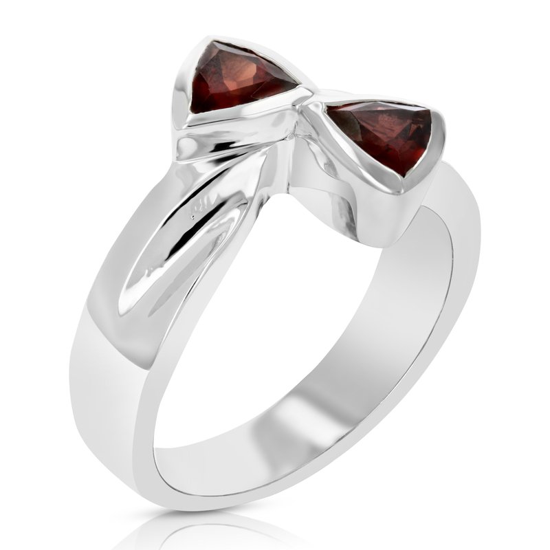 Vir Jewels 0.80 Cttw Garnet Ring .925 Sterling Silver With Rhodium Plating Triangle Shape In Grey