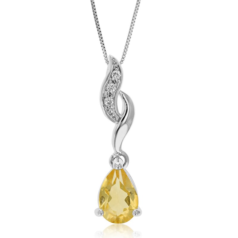 Vir Jewels 0.80 Cttw Pendant Necklace, Citrine Pear Shape Pendant Necklace For Women In .925 Sterling Silver Wi In Grey