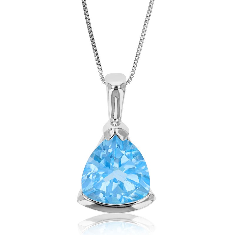 Shop Vir Jewels 0.90 Cttw Pendant Necklace, Swiss Blue Topaz Trillion Shape Pendant Necklace For Women In 18" Chain, In Grey