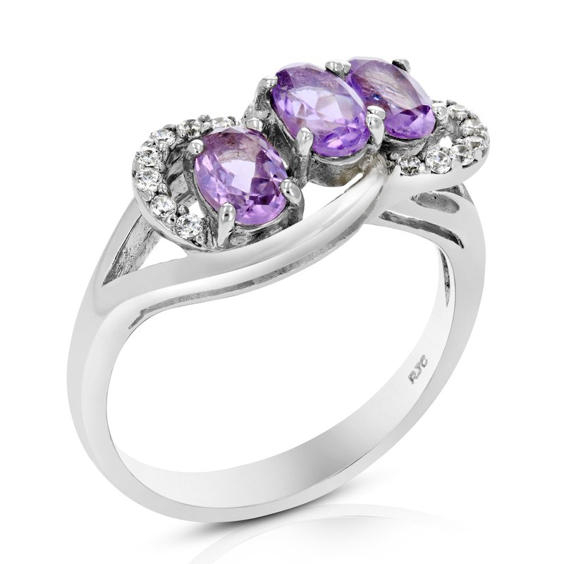 Vir Jewels 0.90 Cttw Purple Amethyst Ring .925 Sterling Silver With Rhodium Oval 6 X 4 Mm In White
