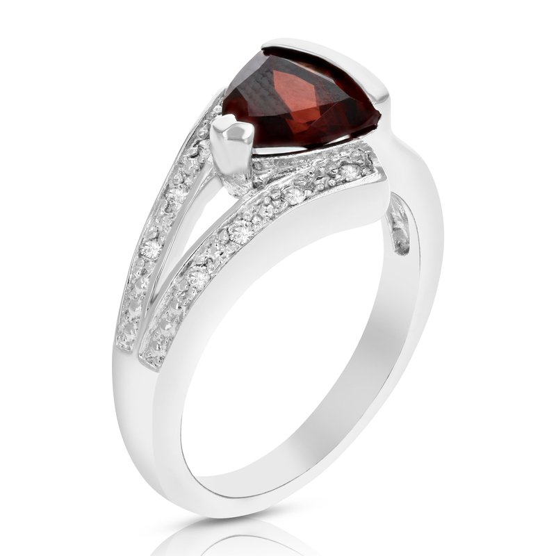Vir Jewels 0.90 Cttw Trillion Shape Garnet Ring .925 Sterling Silver With Rhodium 7 Mm In White
