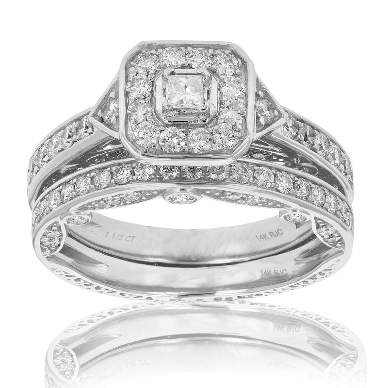 Shop Vir Jewels 1 1/4 Cttw Diamond Wedding Engagement Ring Bridal Set 14k White Gold Halo