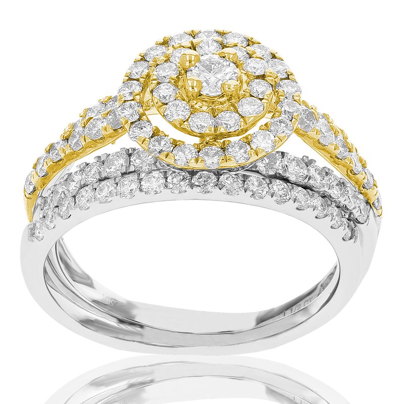 Vir Jewels 1 1/4 Cttw Diamond Wedding Engagement Ring Set 14k White Yellow Gold Halo