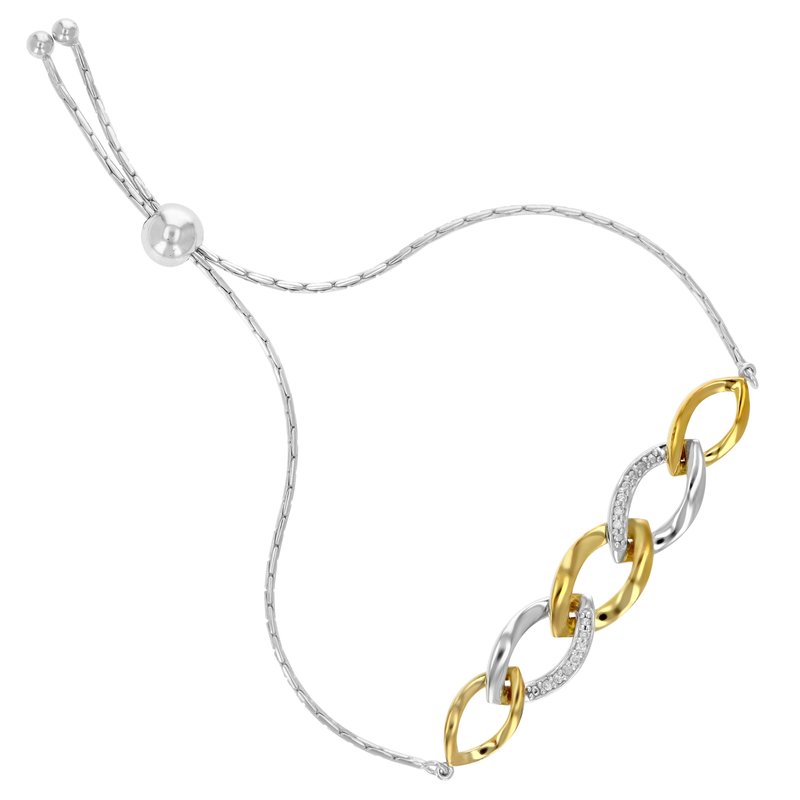 Shop Vir Jewels 1/10 Cttw Diamond Bolo Bracelet Yellow Gold Plated Over Sterling Silver Links In Grey