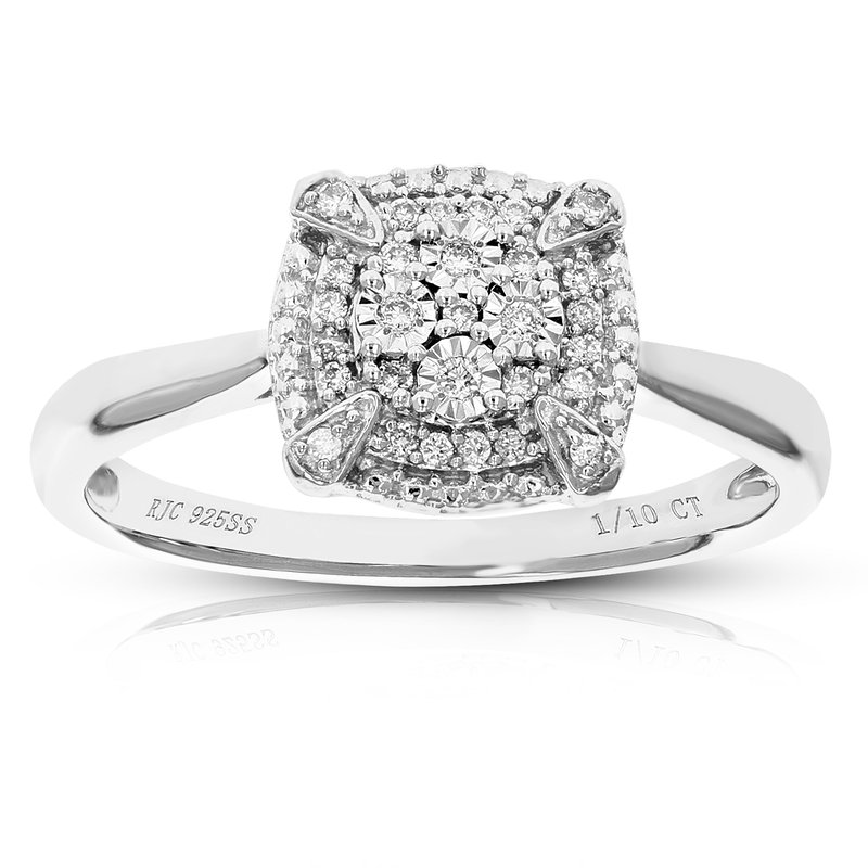 Vir Jewels 1/10 Cttw Diamond Engagement Ring For Women, Round Lab Grown Diamond Ring In 0.925 Sterling Silver, In Grey