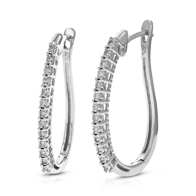 Vir Jewels 1/10 Cttw Diamond Hoop Earrings For Women, Round Lab Grown Diamond Earrings In Prong Sett In Metallic